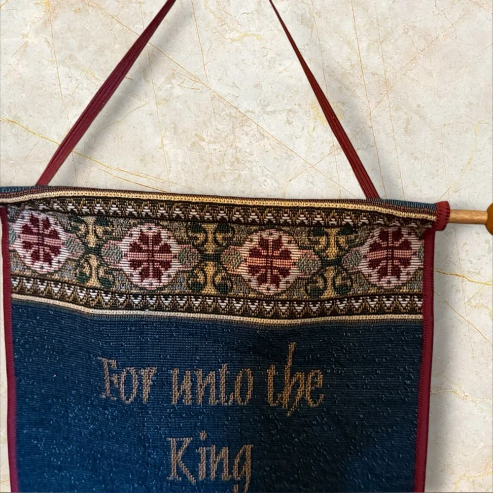 Vintage Tapestry Angel‎ Christmas Religious For Unto A King 35